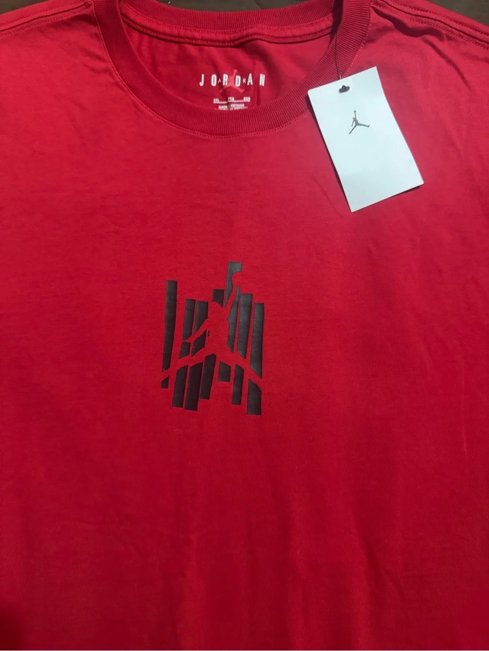 Jordan Red Short Sleeve Crew with Black Jumpman Accent